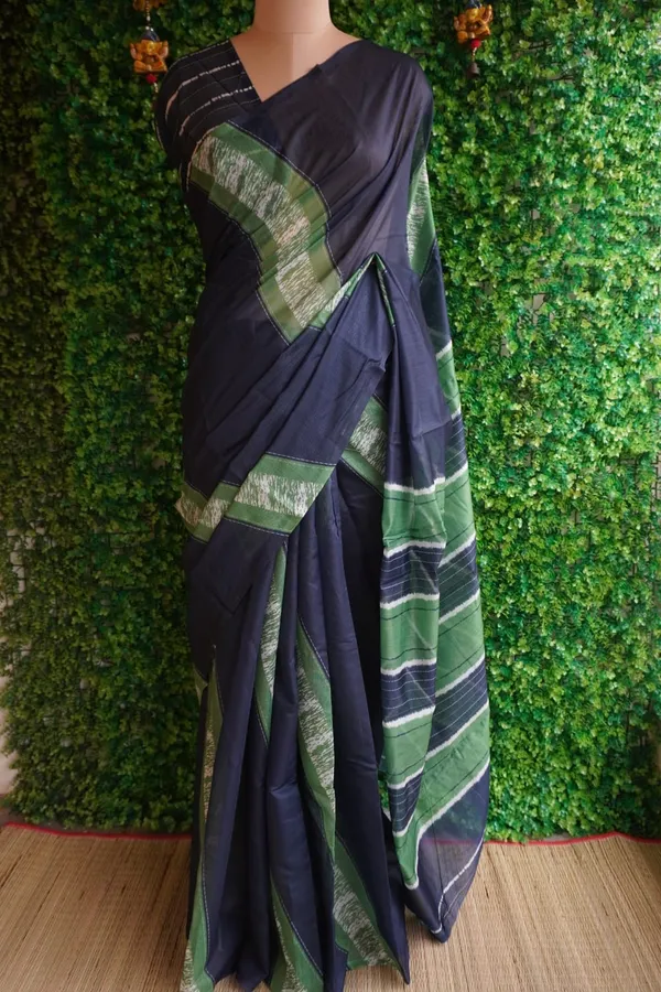 Dark_Blue_Chanderi_cotton_Printed_Saree