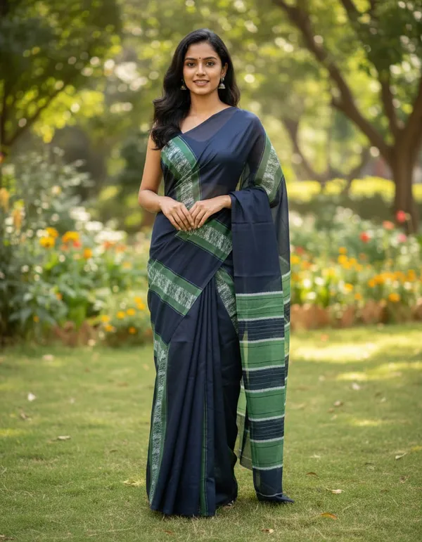 Dark_Blue_Chanderi_cotton_Printed_Saree