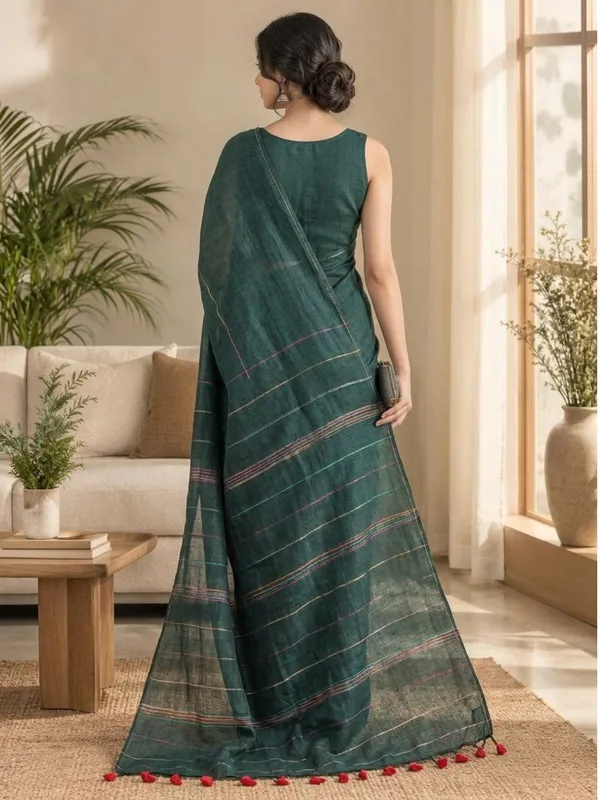 Dark_Green_Handloom_Khadi_Cotton_Saree