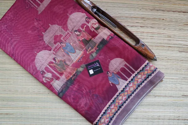 Light_Red_color_Printed_Chanderi_cotton_Saree