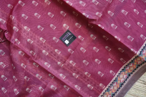 Light_Red_color_Printed_Chanderi_cotton_Saree