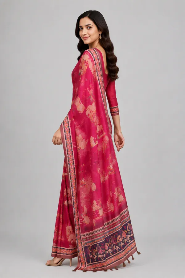 Light_Red_color_Printed_Chanderi_cotton_Saree