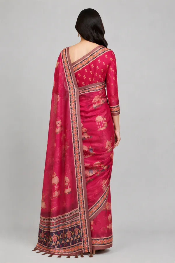 Light_Red_color_Printed_Chanderi_cotton_Saree