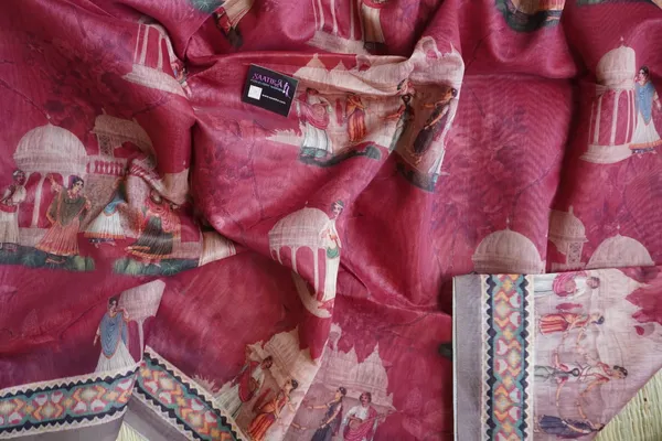 Light_Red_color_Printed_Chanderi_cotton_Saree