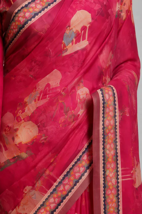 Light_Red_color_Printed_Chanderi_cotton_Saree