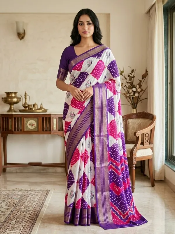 White_color_Premium_Heavy_Mash_Mellow_Saree_with_High_Quality_Zari_Weaving_Border.