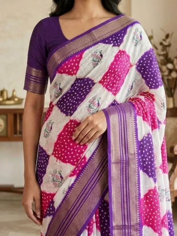 White_color_Premium_Heavy_Mash_Mellow_Saree_with_High_Quality_Zari_Weaving_Border.