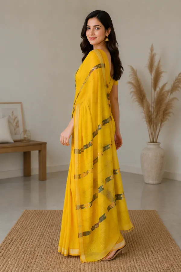 Yellow_Handloom_Cotton_Sambalpuri_Kotki_Work_Saree