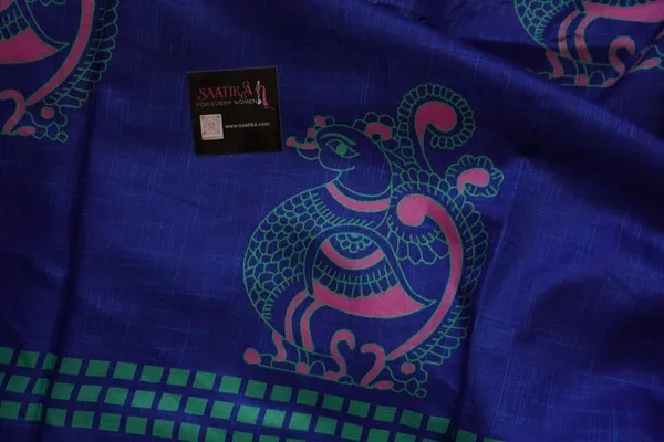 Blue_color_Beautiful_Printed_Tusshar_Silk_Saree_for_Women