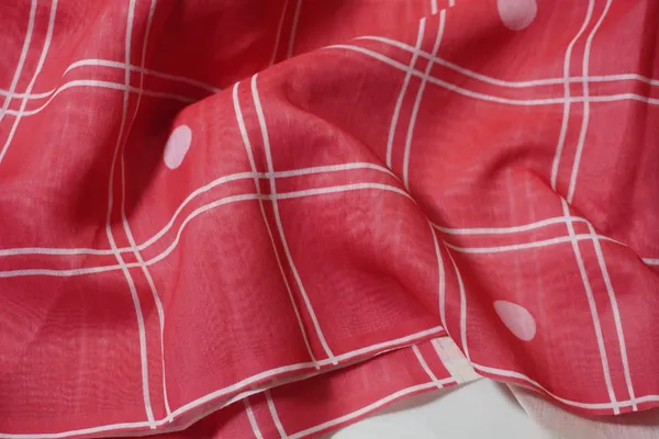 Flamingo_Pink_color_Big_Checkered_Printed_Chanderi_Cotton_Saree