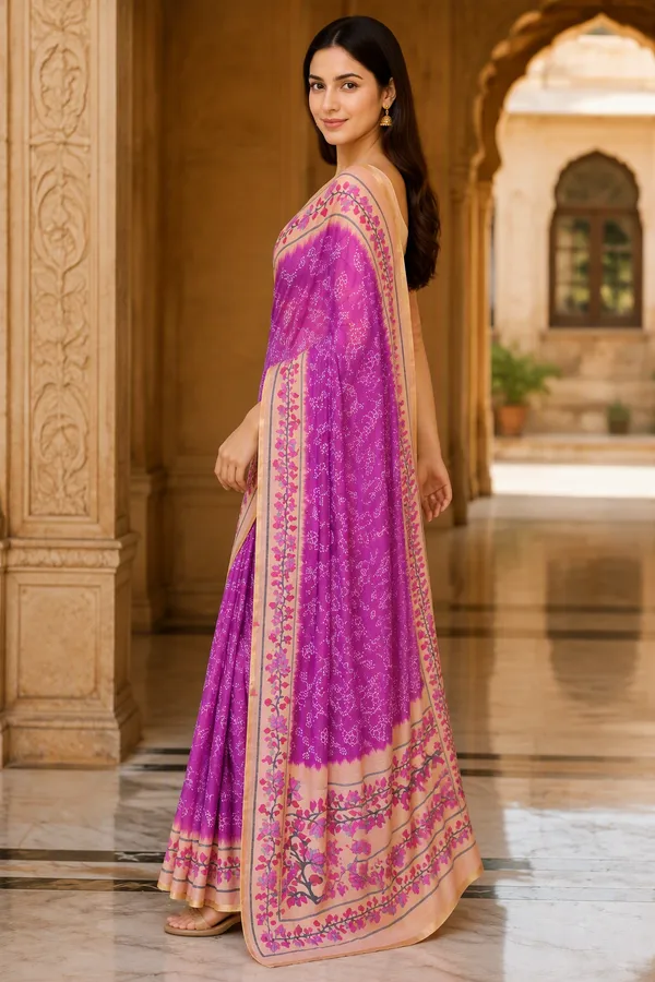 Beautiful_Printed_Orchid_color_Cotton_Linen_Saree_AN081_