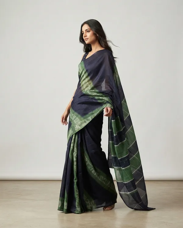 Dark_Blue_Chanderi_cotton_Printed_Saree