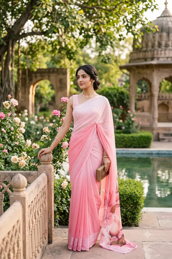 Pink_color_Beautiful_Flower_Print_Pallu_Weightless_Saree_for_Women