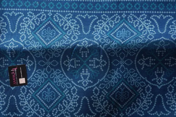 Blue_(Rama)_color_Bandani_Print_Cotton_Casual_Light_Weight_Saree