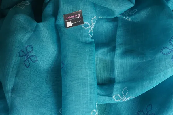 Blue_(Rama)_color_Bandani_Print_Cotton_Casual_Light_Weight_Saree