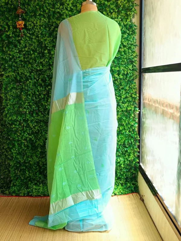 Powder_Blue_color_Beautiful_Cotton_Saree