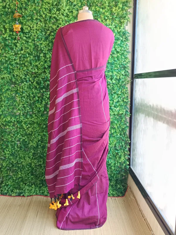 Purple_Wine_Color_Handloom_Khadi_Cotton_Saree