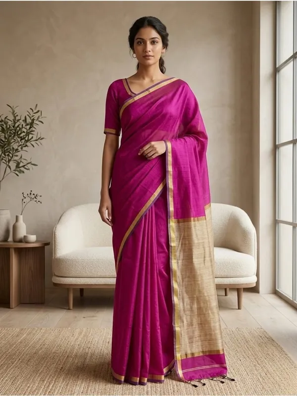 Purple_Wine_color_Handloom_Cotton_Silk_Saree_with_Ghicha_Pallu.