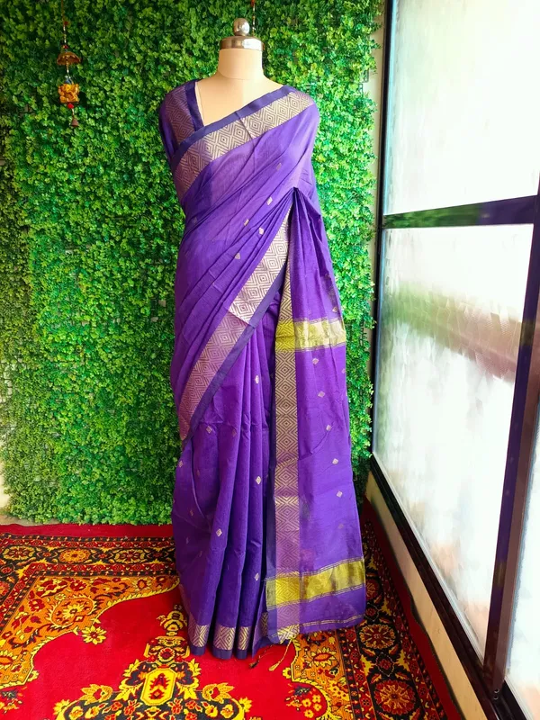 Purple_color_Handloom_Maheshwari_Design_Cotton_Silk_Saree_