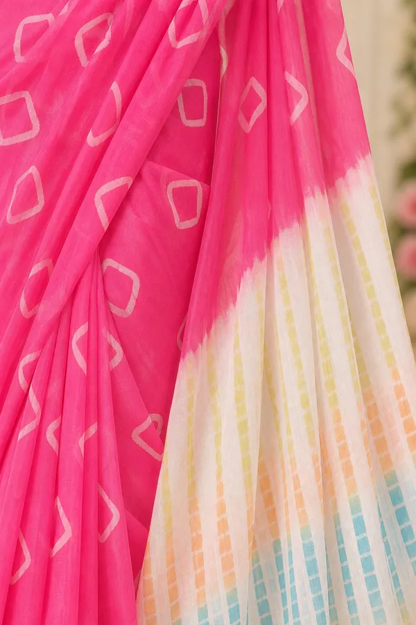 Red_Pink_color_Beautiful_Printed_Chanderi_Cotton_Saree