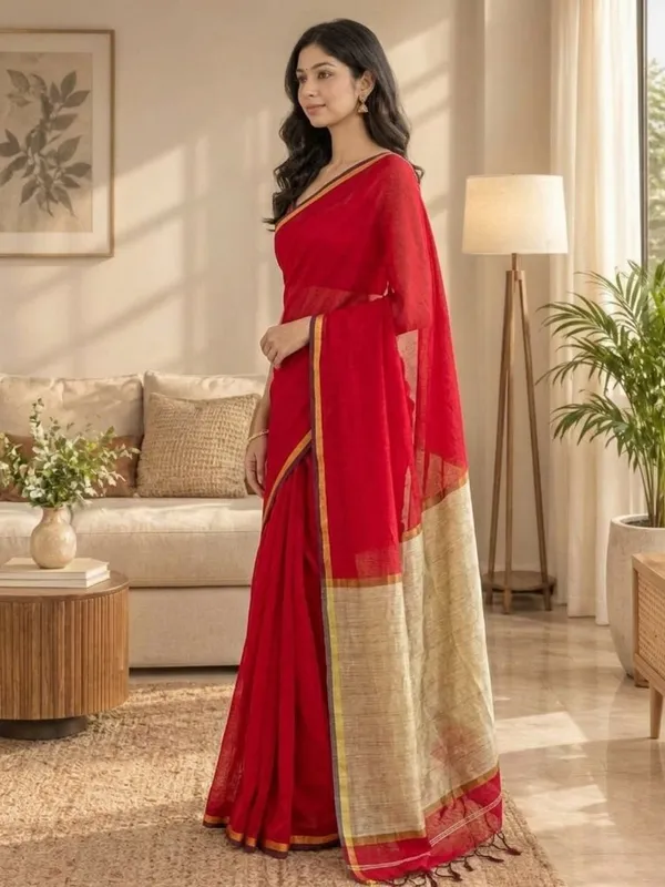 Reddish_color_Handloom_Cotton_Saree