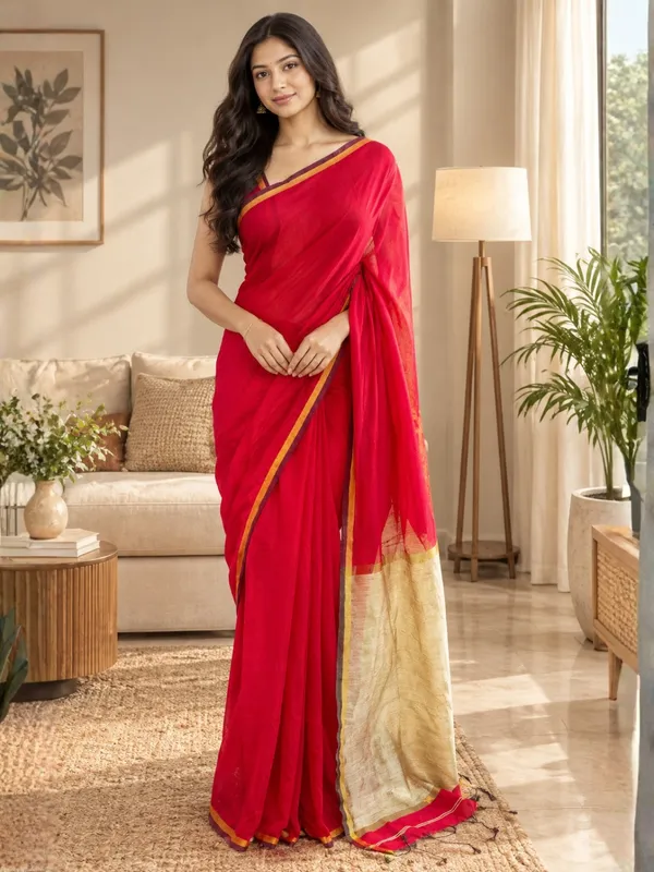 Reddish_color_Handloom_Cotton_Saree