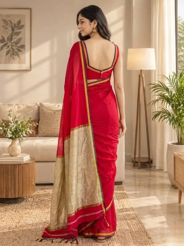 Reddish_color_Handloom_Cotton_Saree