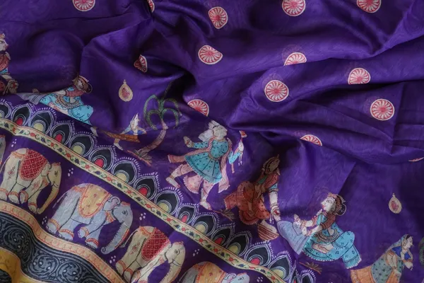 Royal_purple_color_Kalamkari_Printed_Saree