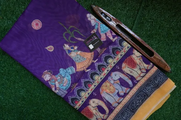 Royal_purple_color_Kalamkari_Printed_Saree