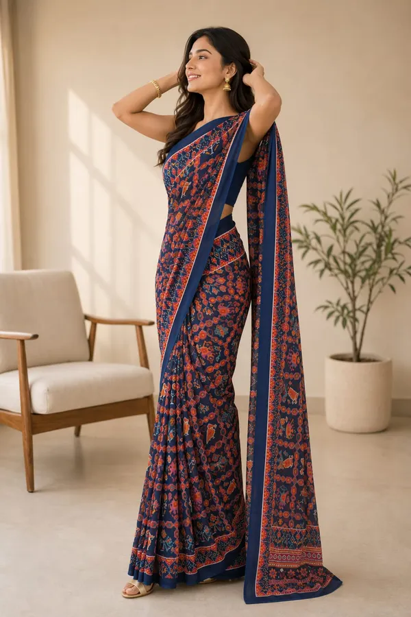Multicolor_Patola_Print_Casual_Weightless_Saree_For_Women