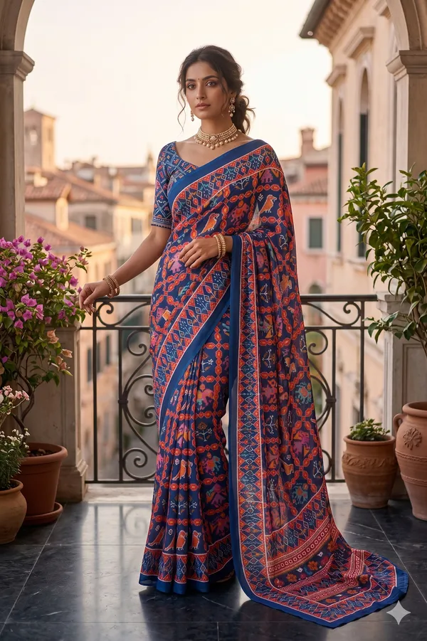 Multicolor_Patola_Print_Casual_Weightless_Saree_For_Women