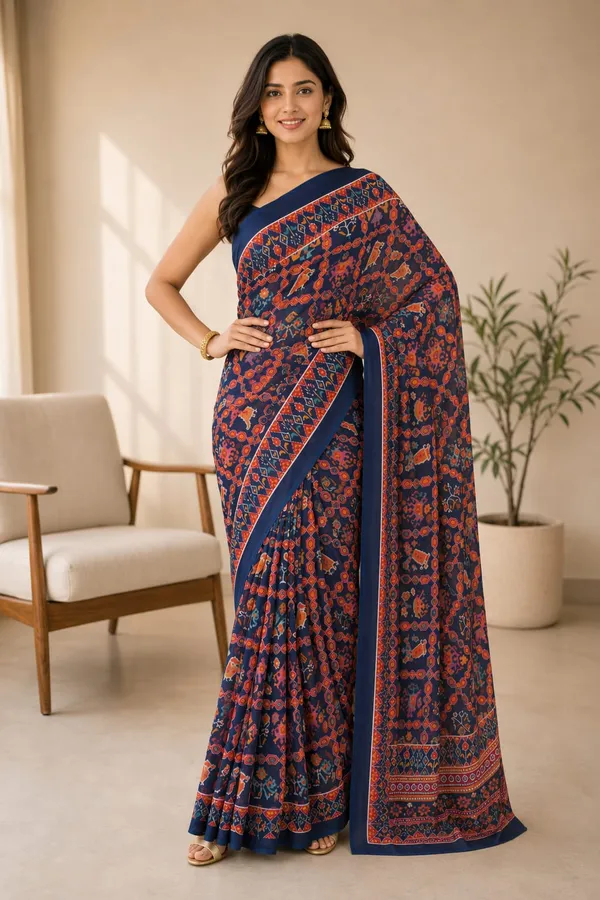 Multicolor_Patola_Print_Casual_Weightless_Saree_For_Women