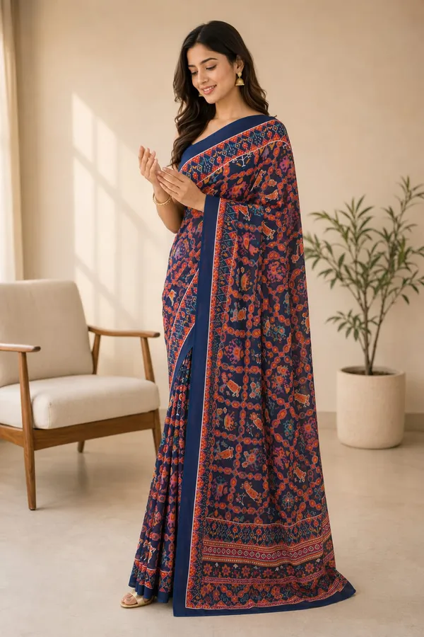Multicolor_Patola_Print_Casual_Weightless_Saree_For_Women