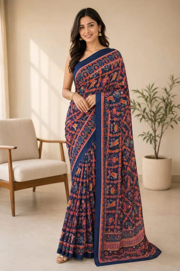 Multicolor_Patola_Print_Casual_Weightless_Saree_For_Women