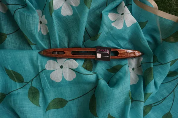 Turquoise_color_Beautiful_Flower_Print_Cotton_Saree