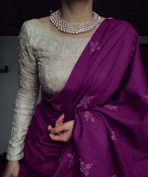 Violet_color_Printed_Chanderi_Cotton_Saree