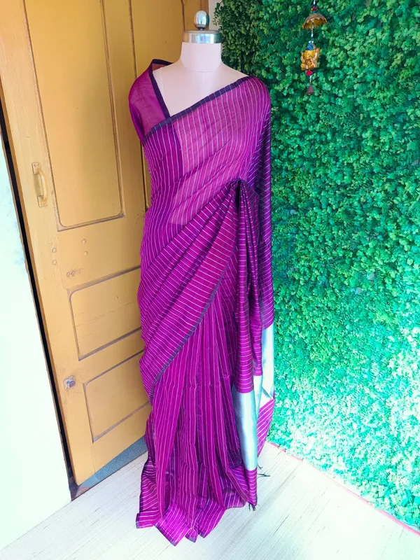 Wine_color_Handloom_Bengal_Cotton_Saree