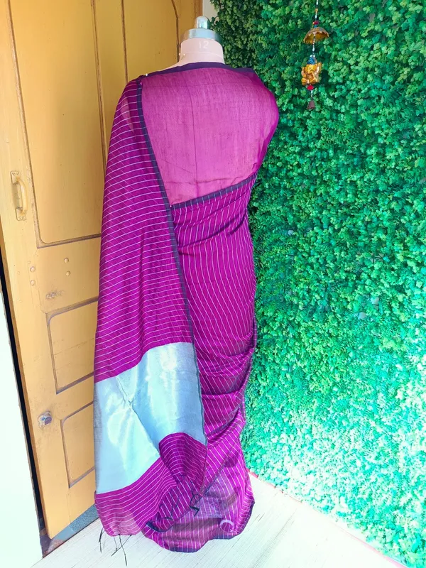 Wine_color_Handloom_Bengal_Cotton_Saree