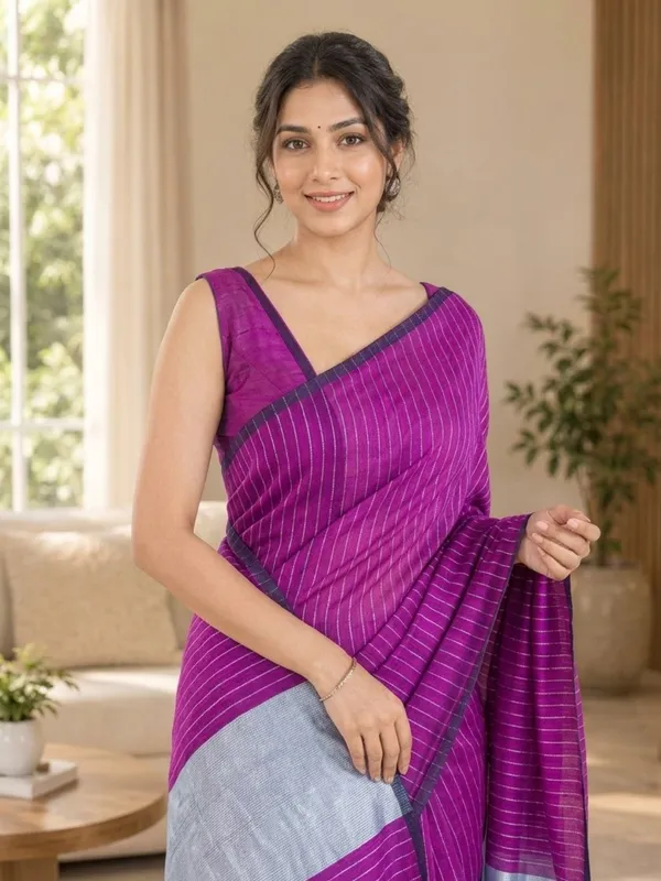 Wine_color_Handloom_Bengal_Cotton_Saree