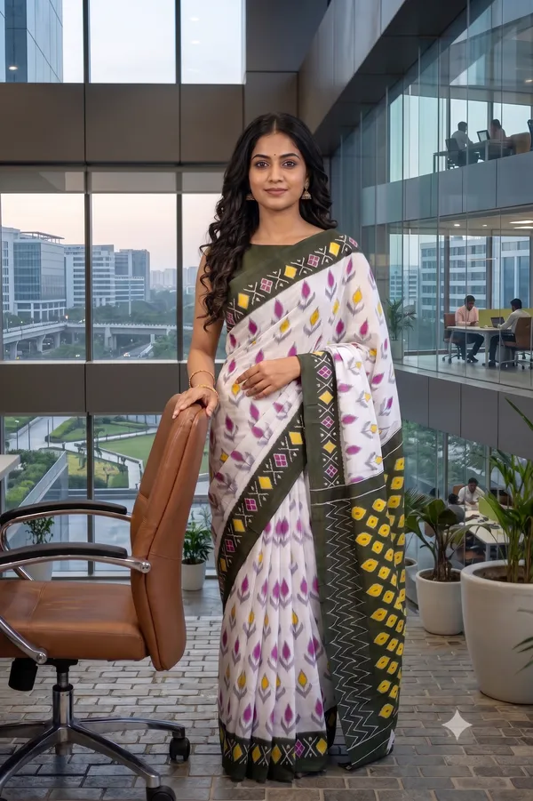 White_Pure_Cotton_Printed_Mulmul_Saree_For_Women