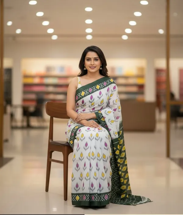 White_Pure_Cotton_Printed_Mulmul_Saree_For_Women