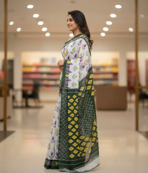 White_Pure_Cotton_Printed_Mulmul_Saree_For_Women