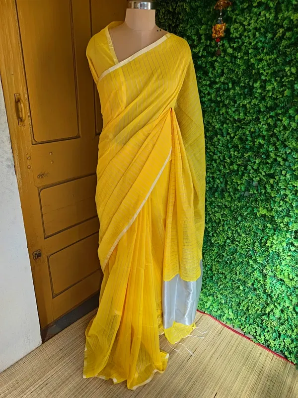 Yellow_color_Handloom_Bengal_Cotton_Saree