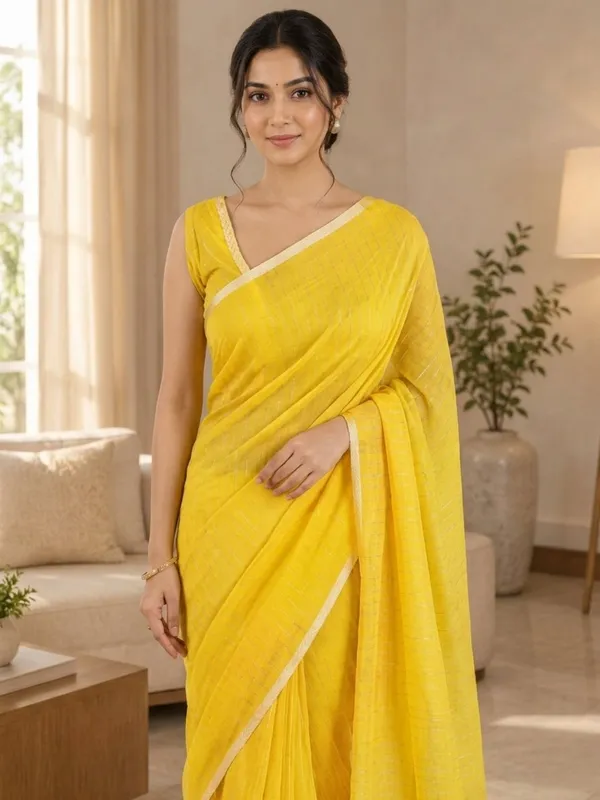 Yellow_color_Handloom_Bengal_Cotton_Saree
