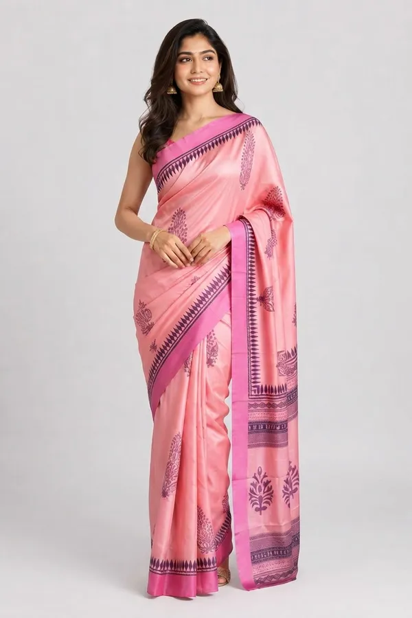 Pink_Tussar_Silk_Beautiful_Print_Saree_For_Women