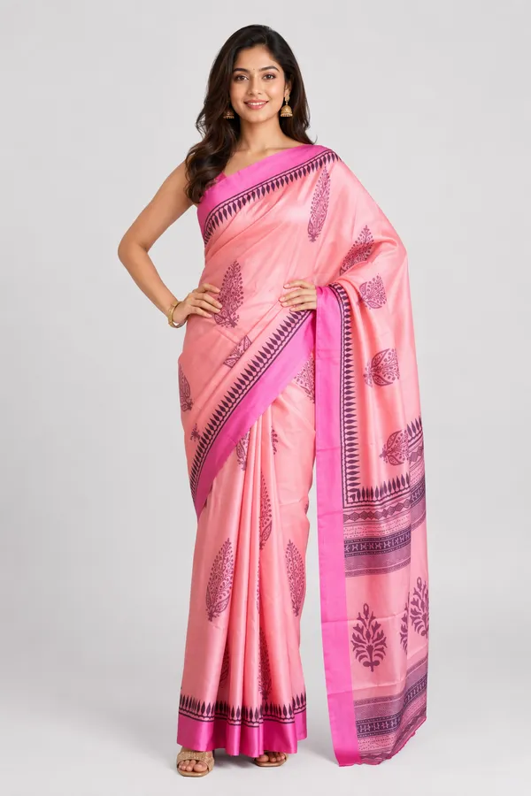 Pink_Tussar_Silk_Beautiful_Print_Saree_For_Women