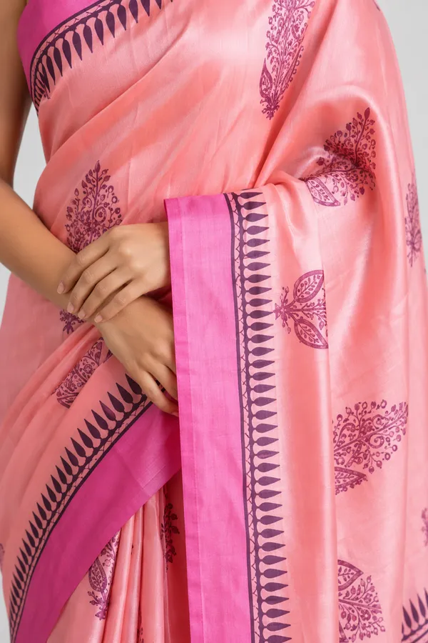 Pink_Tussar_Silk_Beautiful_Print_Saree_For_Women