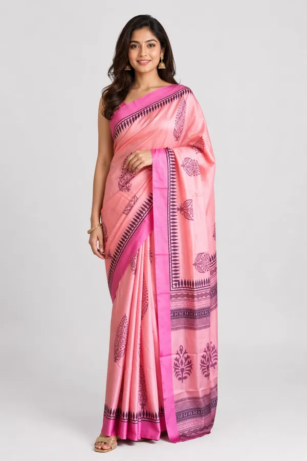 Pink_Tussar_Silk_Beautiful_Print_Saree_For_Women
