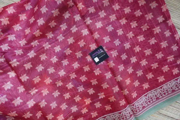 Dark_Maroon_color_Kalamkari_design_Printed_Chanderi_Cotton_saree