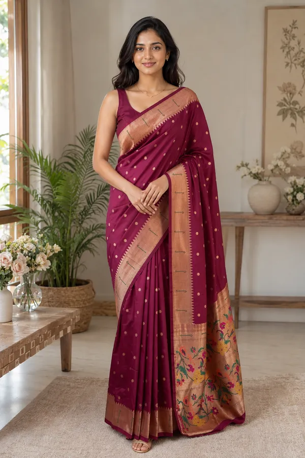 Maroon_color_Beautiful_Paithani_Silk_Saree_for_Women